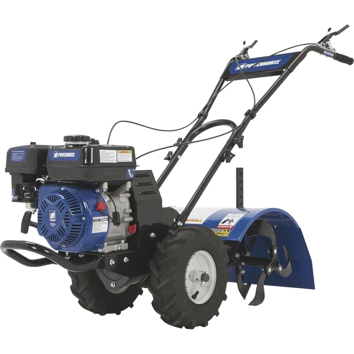 powerhorse 212cc rear tine tiller