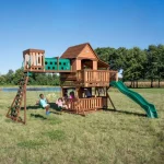 backyarddiscovery woodridge elite wooden swing set